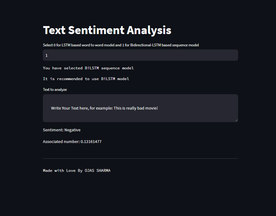 Bi-LSTM based Sentiment Analysis